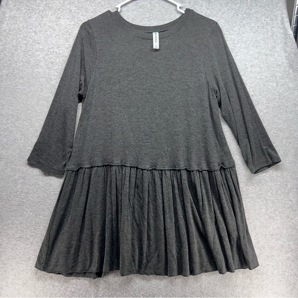Zenana Outfitters Charcoal Gray Ruffle-Hem Tunic